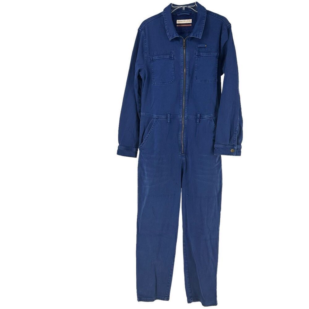 Anthropologie Pilcro Boiler Suit Jumpsuit Blue Size L Utility Denim Collared